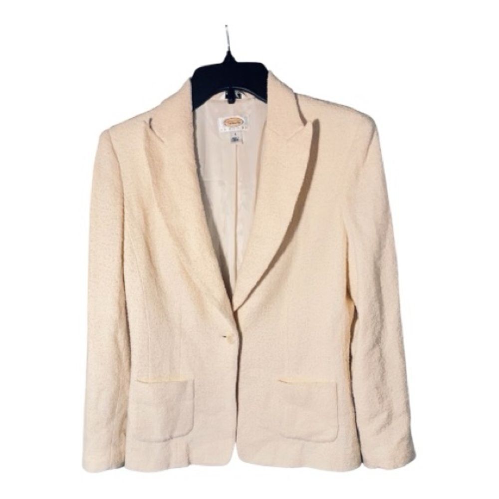 Talbots Petite Cream beige Italian fabric wool dress blazer business jacket